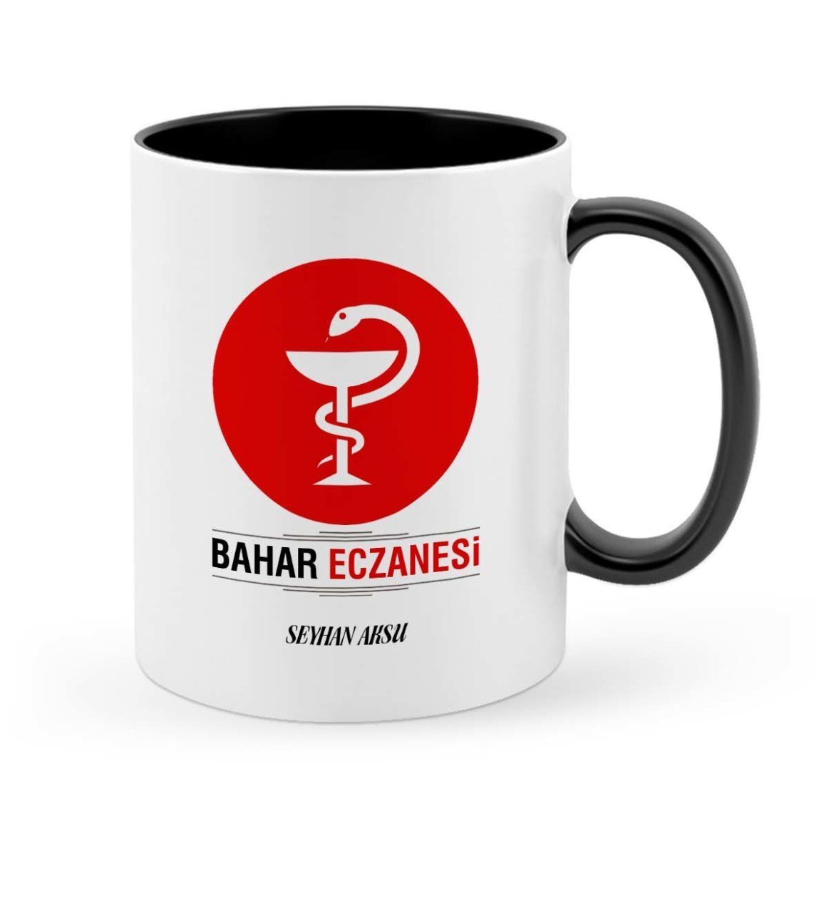 Kişiye Özel Mesleki Eczane Siyah Kupa Bardak - 4