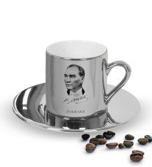 Kişiye Özel Atatürk Temalı Aynalı Gümüş Türk Kahvesi Fincanı-15