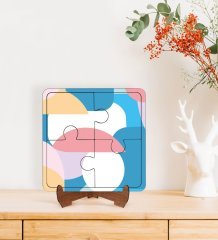BK Gift Modern Art Tasarımlı Ahşap Standlı Puzzle Çerçeve-9