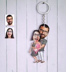 Kişiye Özel Bebek Bekliyoruz Karikatür Anahtarlık