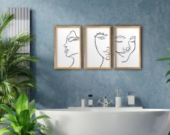 BK Home Banyo 3'lü El Yapımı Ahşap Çerçeveli Tablo-3