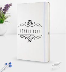 Kişiye Özel İsimli Beyaz Termo Deri Defter 16x24cm Model 9