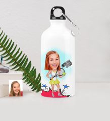Kişiye Özel Bayan Tenis Oyuncusu Karikatürlü Metal Suluk (500 ml.) - 2