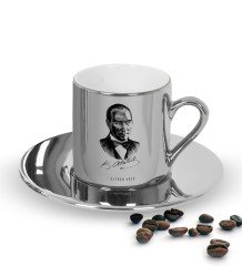 Kişiye Özel Atatürk Temalı Aynalı Gümüş Türk Kahvesi Fincanı-14