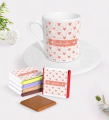 Kişiye Özel Sevgililer Günü Türk Kahvesi Fincanı ve Madlen Çikolata Seti-40