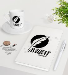 Kişiye Özel Avukat Beyaz Defter Kalem Türk Kahvesi Fincanı Seti-12