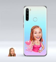 Kişiye Özel Bayan Karikatürlü Xiaomi Redmi Note 8 İnce Şeffaf Silikon Telefon Kapağı-49