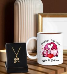 BK Gift Kişiye Özel Kupa ve Zirkon Taşlı Aşk Çiçeği Harf Kolye-3, Sevgiliye Hediye, Doğum Günü Hediyesi, Yıl Dönümü Hediyesi