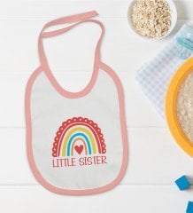 BK Kids Little Sister Tasarımlı Pembe Bebek Mama Önlüğü