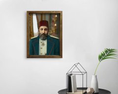 BK Home Sultan II Abdülhamid Han Tasarımlı Doğal Masif Ahşap Çerçeveli Tablo-7