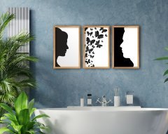 BK Home Banyo 3'lü El Yapımı Ahşap Çerçeveli Tablo-2
