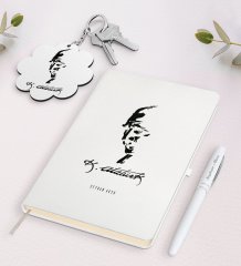 Kişiye Özel Atatürk Temalı Beyaz Defter Kalem ve Anahtarlık Hediye Seti-22