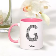 Kişiye Özel G Harfi İsimli Pembe Kupa Bardak