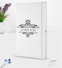 Kişiye Özel İsimli Beyaz Termo Deri Defter 16x24cm Model 8
