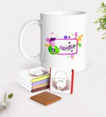 Kişiye Özel En İyi Öğretmen Beyaz Kupa ve Çikolata Hediye Seti-1