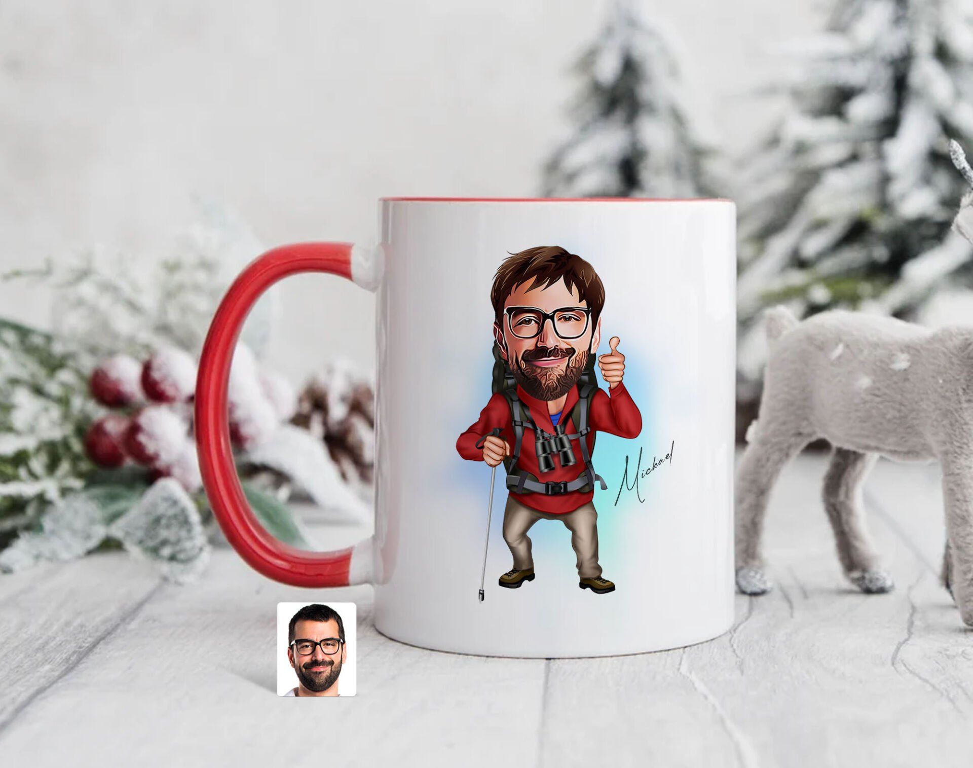 Bk Gift Kişiye Özel Gezgin Karikatürlü Kırmızı Kupa Bardak-1, Sevgiliye Hediye, Arkadaşa Hediye