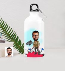Kişiye Özel Bay Mafya Karikatürlü Metal Suluk (500 ml.)