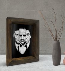 BK Gift Baba Godfather Tasarımlı Dekoratif Doğal Masif Ahşap Çerçeve 15x20cm-5