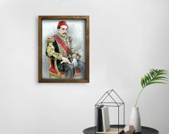 BK Home Sultan II Abdülhamid Han Tasarımlı Doğal Masif Ahşap Çerçeveli Tablo-6