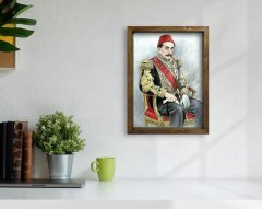 BK Home Sultan II Abdülhamid Han Tasarımlı Doğal Masif Ahşap Çerçeveli Tablo-6