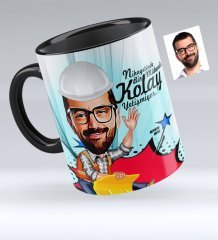 Kişiye Özel Bay Mühendis Karikatürlü Siyah Kupa Bardak - 2
