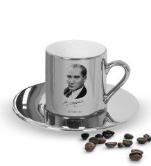 Kişiye Özel Atatürk Temalı Aynalı Gümüş Türk Kahvesi Fincanı-12