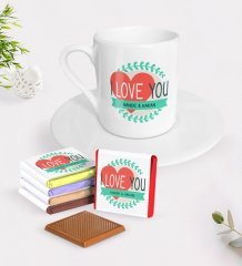 Kişiye Özel Sevgililer Günü Türk Kahvesi Fincanı ve Madlen Çikolata Seti-38