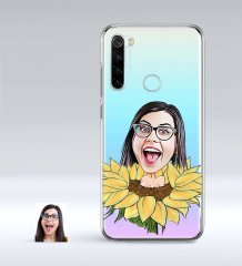 Kişiye Özel Bayan Karikatürlü Xiaomi Redmi Note 8 İnce Şeffaf Silikon Telefon Kapağı-47