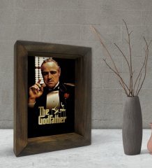 BK Gift Baba Godfather Tasarımlı Dekoratif Doğal Masif Ahşap Çerçeve 15x20cm-4