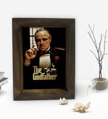 BK Gift Baba Godfather Tasarımlı Dekoratif Doğal Masif Ahşap Çerçeve 15x20cm-4
