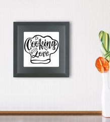 BK Gift Cooking With Love Tasarımlı Ahşap Çerçeveli Taş Duvar Dekoru-1