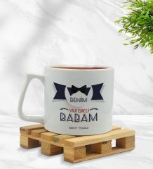 Kişiye Özel Benim Yakışıklı Babam Tasarımlı Middle Beyaz Kupa Bardak Model 1