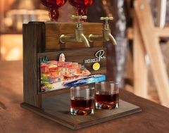 BK Gift Kişiye Özel Kabartma Manzara Tasarımlı İsimli Çift Musluklu Doğal Ahşap İçki Standı-35, İçki Standı, Doğum Günü Hediyesi, Ev Hediyesi