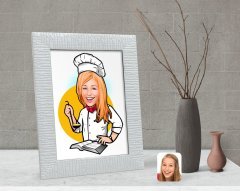 Kişiye Özel Kadın Chef Karikatürlü Dekoratif Çerçeve-12