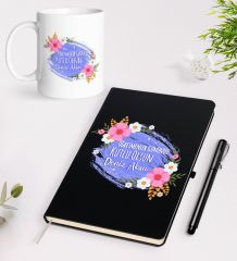 BK Gift Kişiye Özel Öğretmenler Günü Tasarımlı Siyah Defter Kalem Kupa Seti - 4
