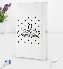 Kişiye Özel İsimli Beyaz Termo Deri Defter 16x24cm Model 4
