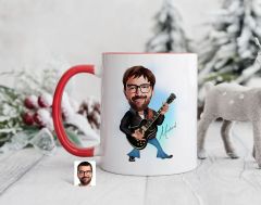 Bk Gift Kişiye Özel Rock And Roll Karikatürlü Kırmızı Kupa Bardak-1, Sevgiliye Hediye, Arkadaşa Hediye