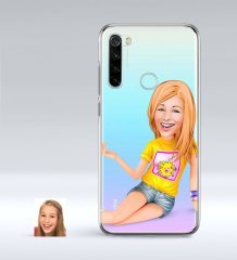 Kişiye Özel Bayan Karikatürlü Xiaomi Redmi Note 8 İnce Şeffaf Silikon Telefon Kapağı-42