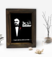 BK Gift Baba Godfather Tasarımlı Dekoratif Doğal Masif Ahşap Çerçeve 15x20cm-3