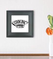 BK Gift Cooking Time Tasarımlı Ahşap Çerçeveli Taş Duvar Dekoru-1
