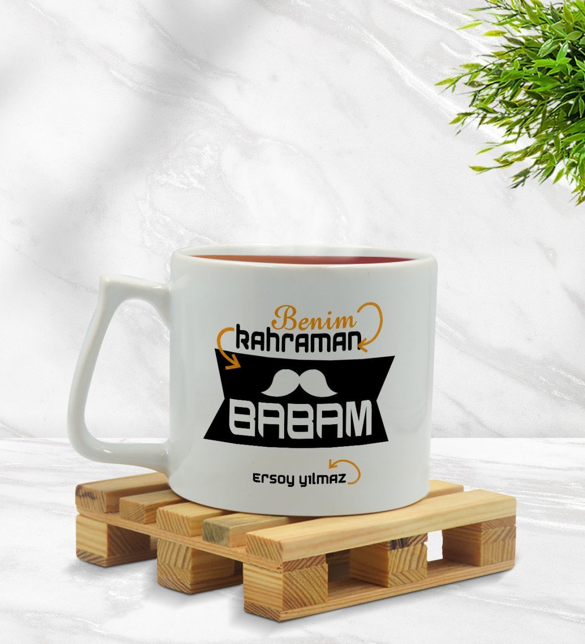 Kişiye Özel Benim Kral Babam Tasarımlı Middle Beyaz Kupa Bardak Model 1