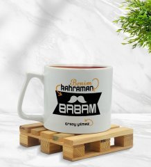 Kişiye Özel Benim Kral Babam Tasarımlı Middle Beyaz Kupa Bardak Model 1