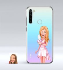 Kişiye Özel Bayan Karikatürlü Xiaomi Redmi Note 8 İnce Şeffaf Silikon Telefon Kapağı-41