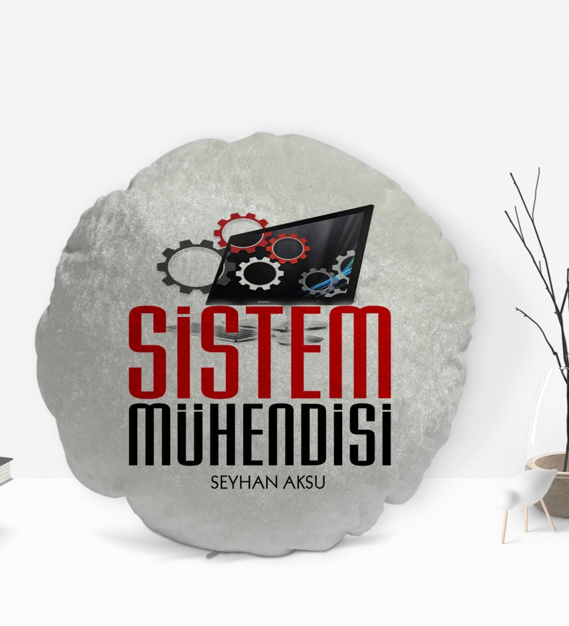 Kişiye Özel İsimli Sistem Mühendisi Tasarımlı Dekoratif Kırlent Yastık-2