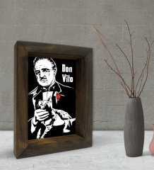 BK Gift Baba Godfather Tasarımlı Dekoratif Doğal Masif Ahşap Çerçeve 15x20cm-2