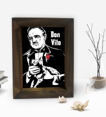BK Gift Baba Godfather Tasarımlı Dekoratif Doğal Masif Ahşap Çerçeve 15x20cm-2