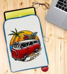 BK Gift Klasik Araç Tasarımlı Taşınabilir Koruyucu Tablet Kılıfı & Organizer Çanta - Mavi-10