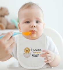 BK Kids Halasının Minik Kuşu Tasarımlı Bebek Body Zıbın ve Mama Önlüğü Hediye Seti - Model 1