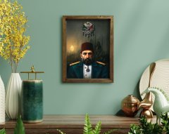 BK Home Sultan II Abdülhamid Han Tasarımlı Doğal Masif Ahşap Çerçeveli Tablo-3