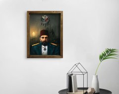 BK Home Sultan II Abdülhamid Han Tasarımlı Doğal Masif Ahşap Çerçeveli Tablo-3
